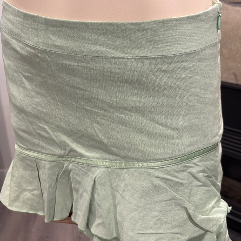 Bebe Light Green Ruffle Mini Skirt - Picture 2 of 9